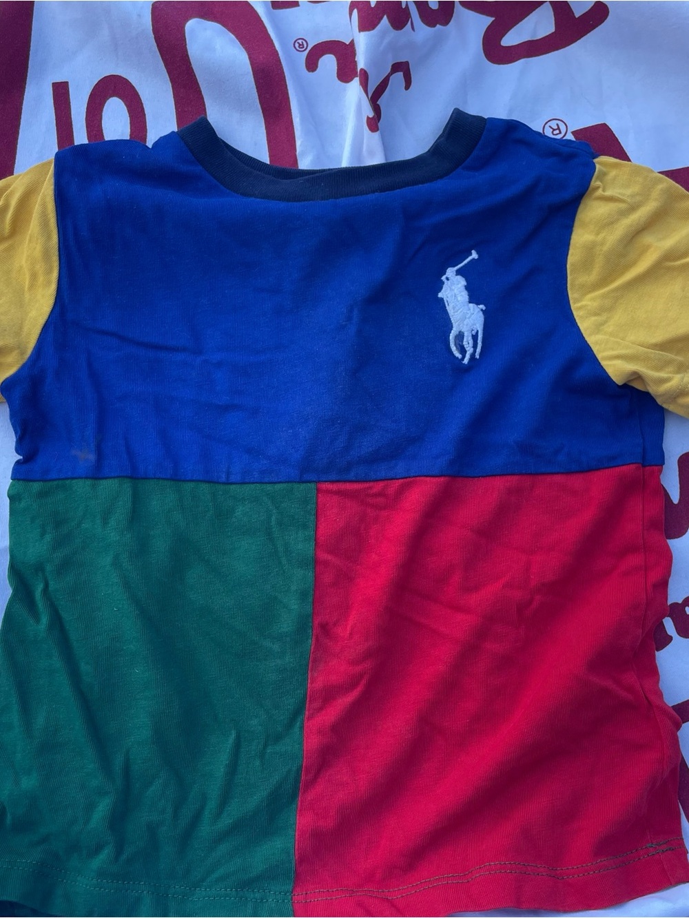 Ralph Lauren Kids Colorblock Short Sleeve Tee - Blue/Red/Green/Yellow18M